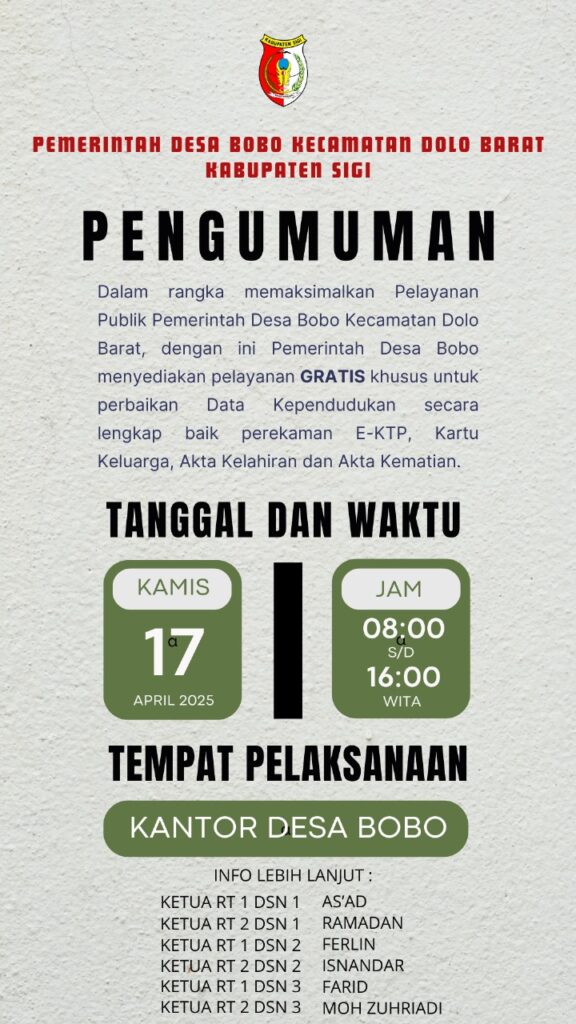 Pengumuman Pelayanan Administrasi Kependudukan Gratis