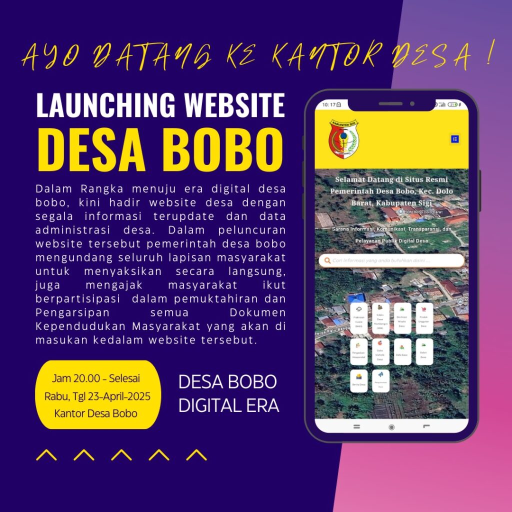 Peluncuran Website Desa Bobo Kecamatan Dolo Barat Kabupaten Sigi