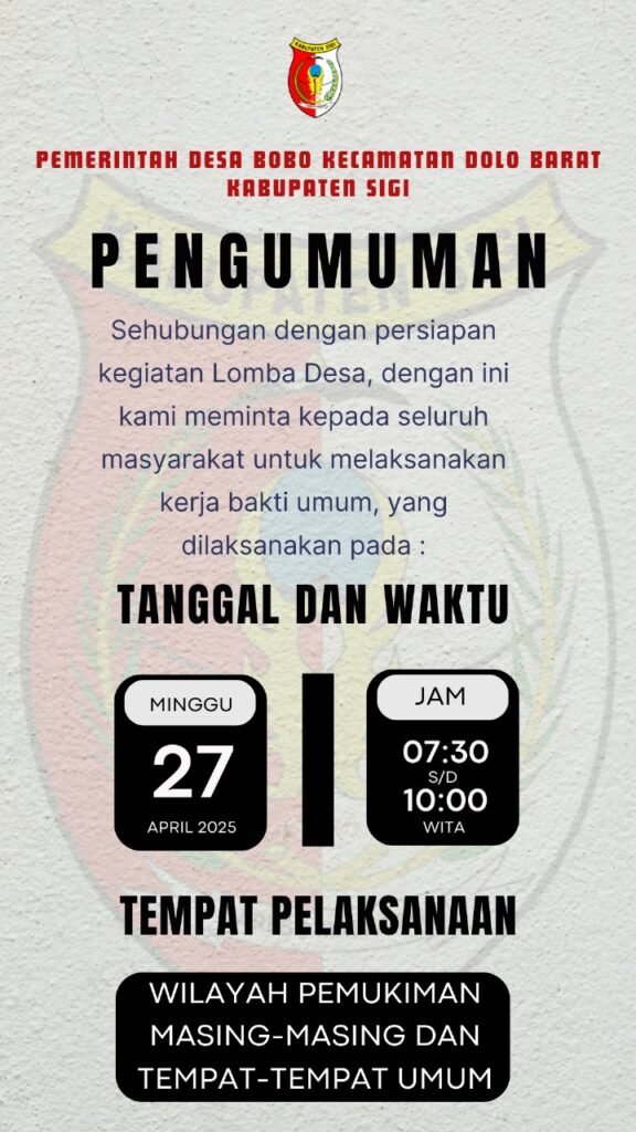 Giat Kerja Bakti Masyarakat Desa Bobo